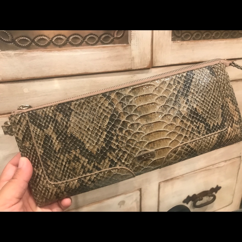 MNG Faux Snakeskin Wristlet